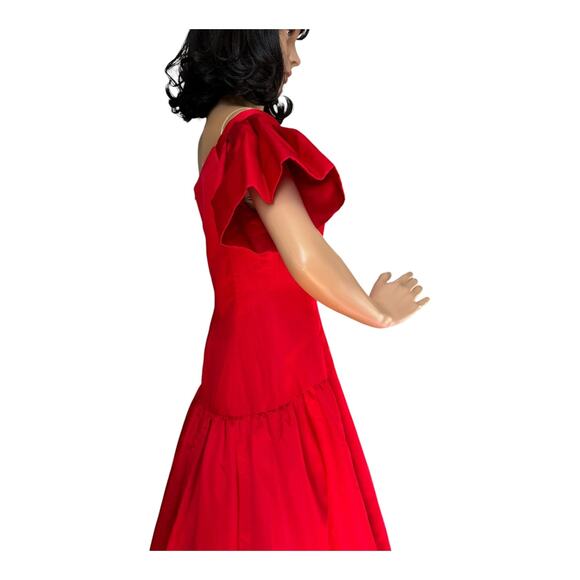 Sensational Scaasi 80's Red Off the Shoulder Formal Ball Gown Prom Dress size 10 - Picture 10 of 17